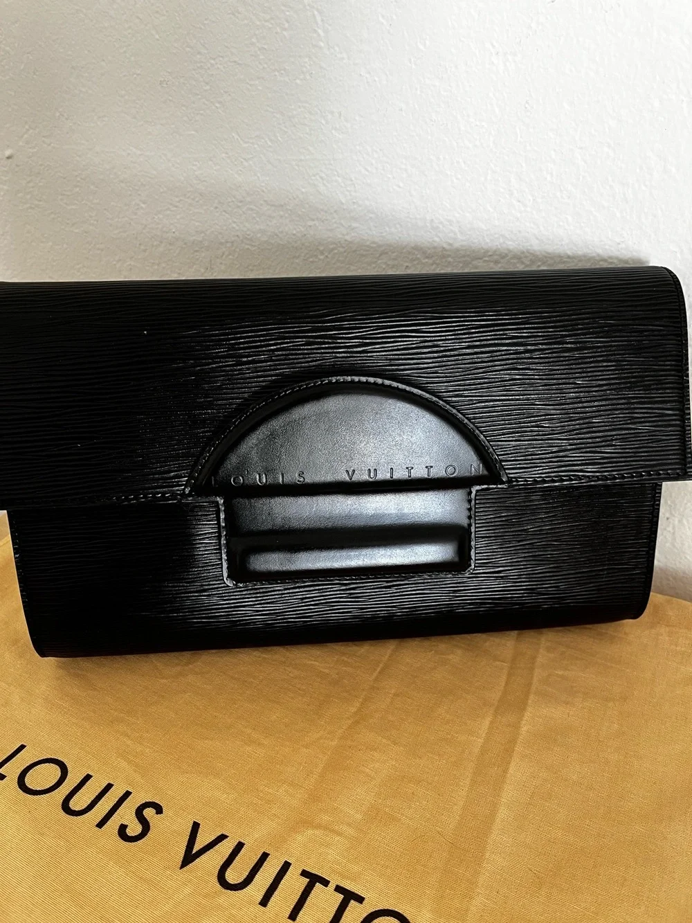 Rare LV Black Epi Chaillot Clutch with Integrated Closure Late 1980s- Early 90s